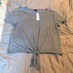 NWT J. Crew gray T-shirt with pocket and tie